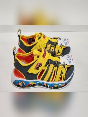 Skechers Kids Yellow and Black Sandals with Construction Theme